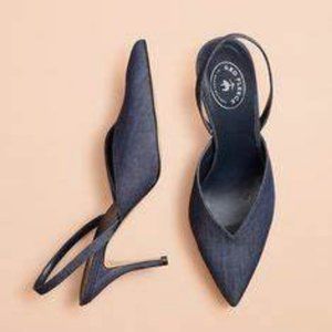 Brooks Brothers navy denim slingback heels size 9. Cute! New!